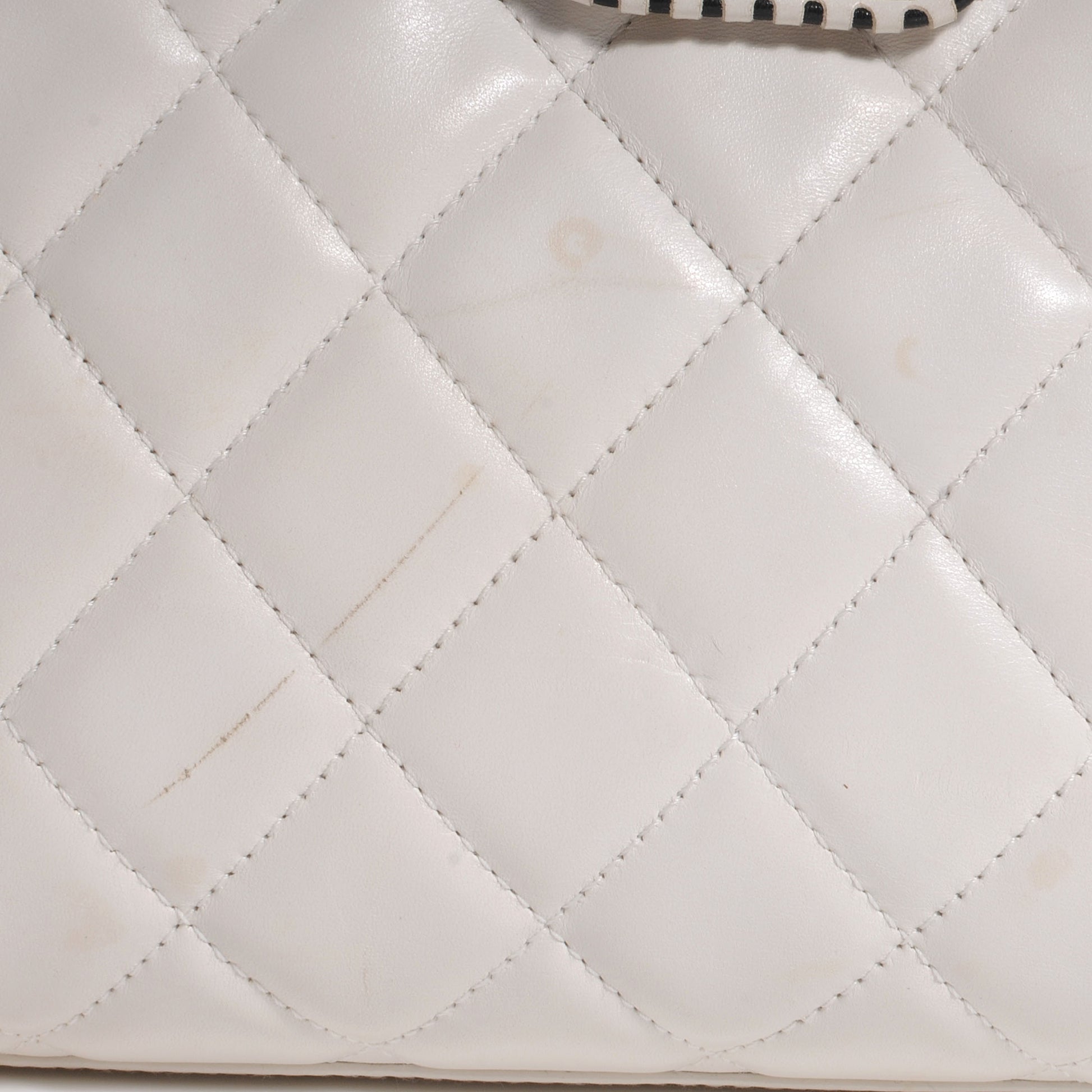 Chanel Leather CC Top Handle Bag White 9 of 11