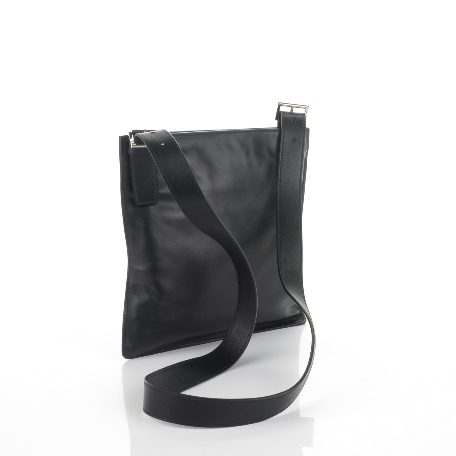 Prada Soft Calf Flat Messenger Bag Black 3 of 6