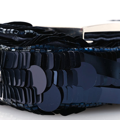 Fendi Sequin Paillettes Shiny Nappa Sex and the City Nano Maxi Buckle Baguette Charm Blue 10 of 14