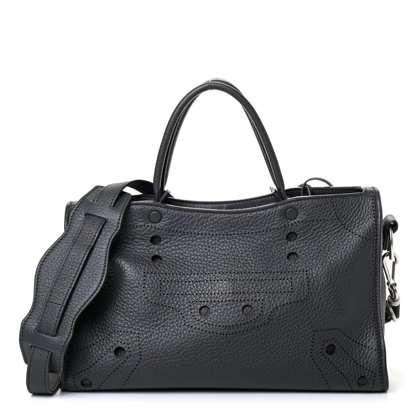 Veau Soyeux Perforated Blackout Hardware S City Gris Fossile