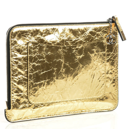 Chanel Metallic Lambskin Medium Je Ne Suis Pas En Solde Pouch Clutch Gold 3 of 7
