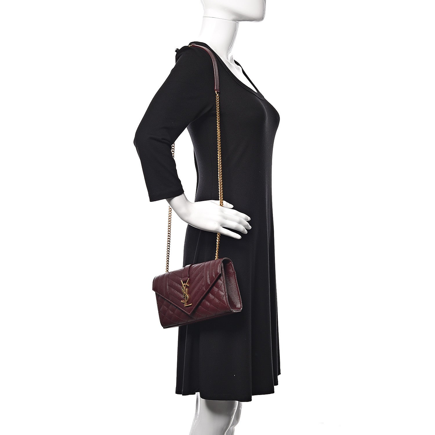 Saint Laurent Grain De Poudre Tri-Quilt Monogram Small College Bag Burgundy 2 of 8