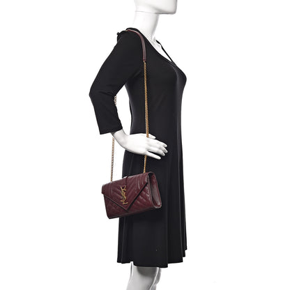 Saint Laurent Grain De Poudre Tri-Quilt Monogram Small College Bag Burgundy 2 of 8