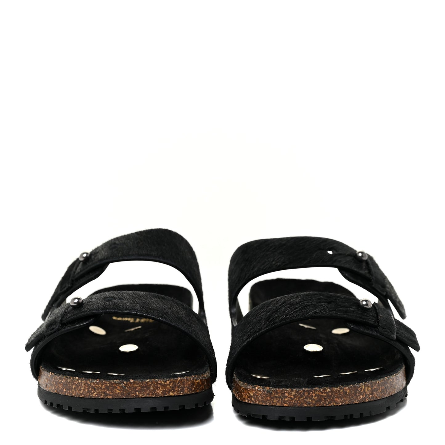 Calf Hair Jimmy Cross Slides 38.5 Black