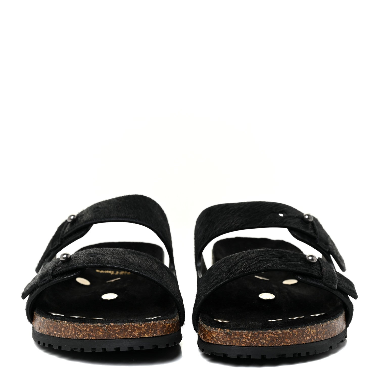Saint Laurent Calf Hair Jimmy Cross Slides 38.5 Black 2 of 12