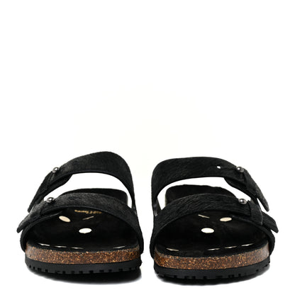 Saint Laurent Calf Hair Jimmy Cross Slides 38.5 Black 2 of 12