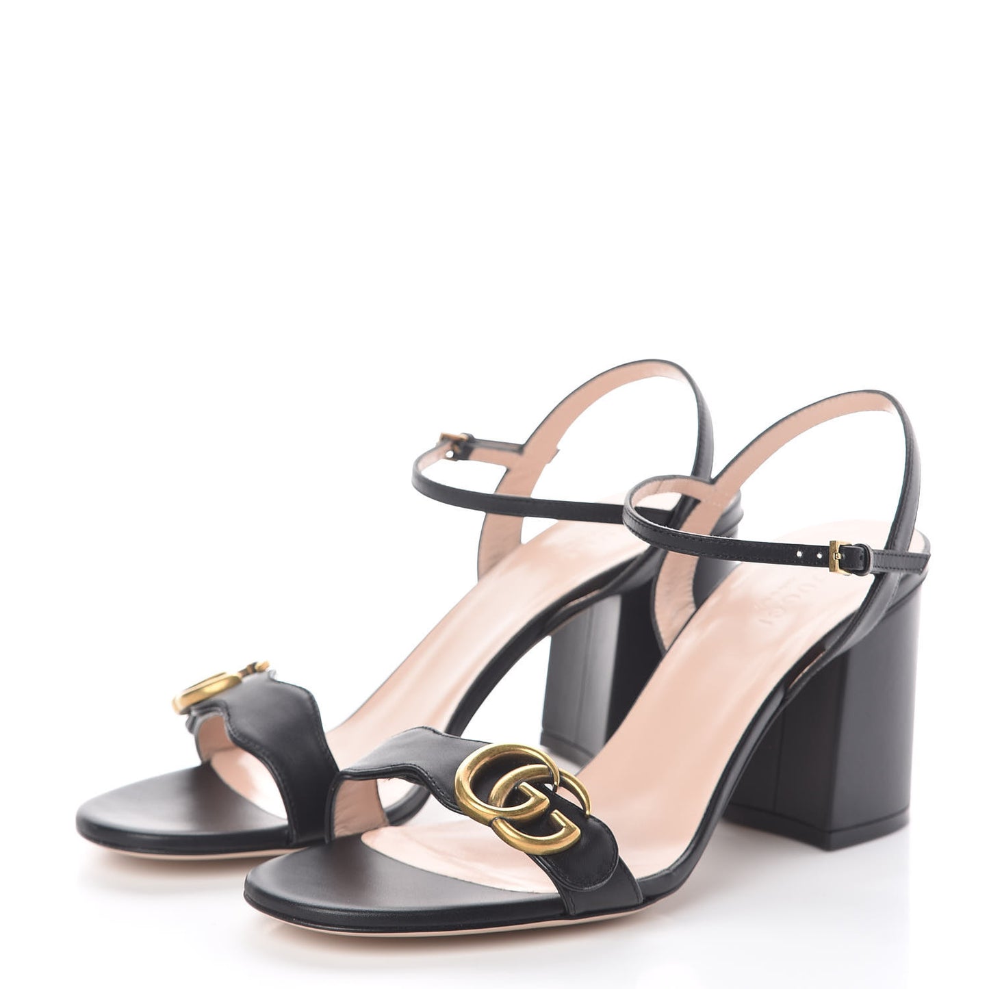 Lifford Calfskin GG Marmont Ankle Wrap 75mm Sandals 39 Black