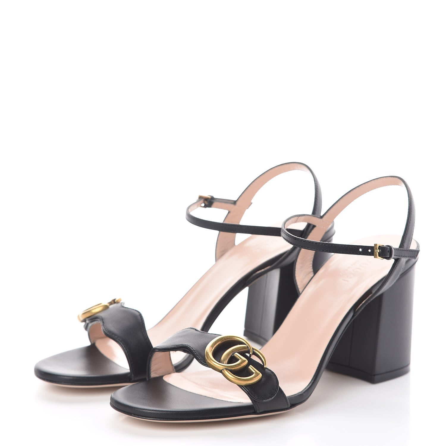 Gucci Lifford Calfskin GG Marmont Ankle Wrap 75mm Sandals 39 Black 3 of 9