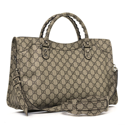 Balenciaga X GUCCI GG Supreme Monogram Neo Classic Silver Hardware City Beige Ebony 2 of 9
