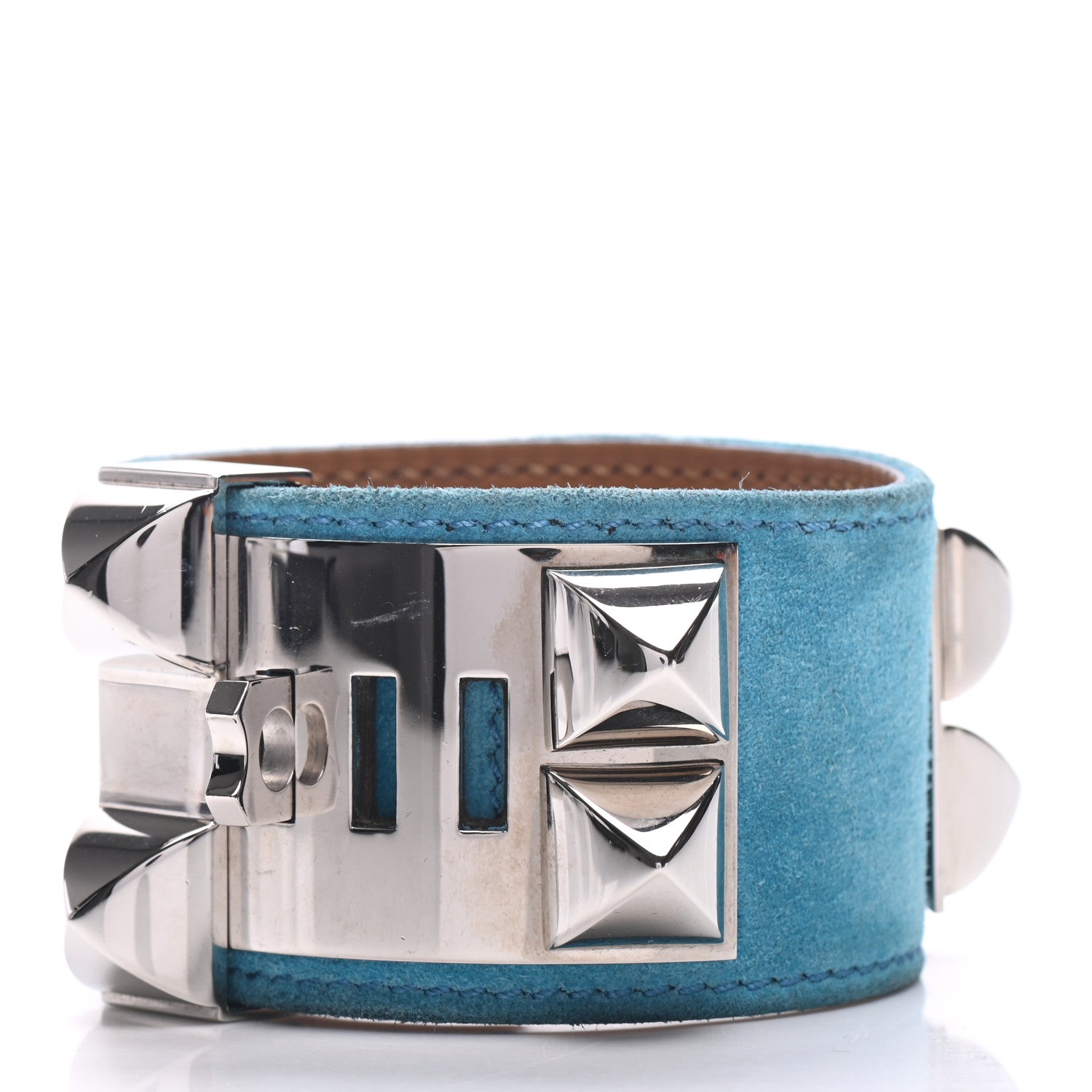 Hermes Veau Doblis Suede Collier de Chien CDC Bracelet Turquoise 3 of 8