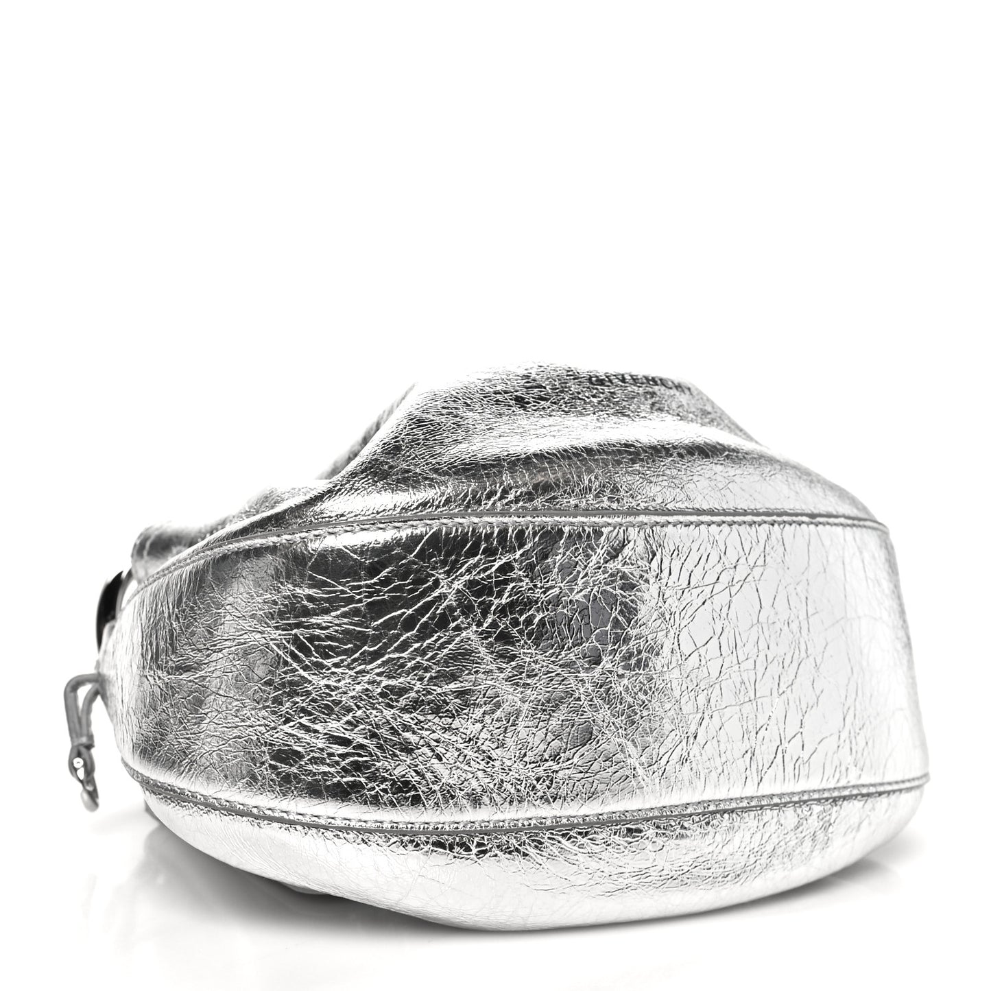 Metallic Crackled Lambskin Mini Pumpkin Bag  Light Silvery