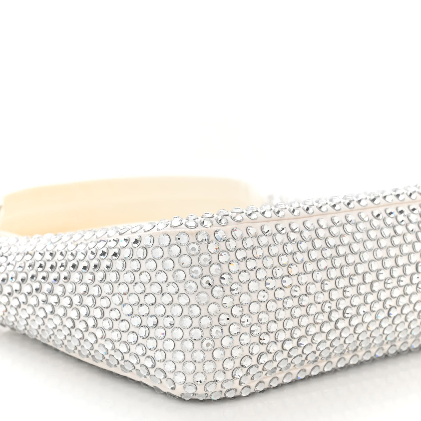 Satin Crystal Mini Re-Edition 2000 Bag White