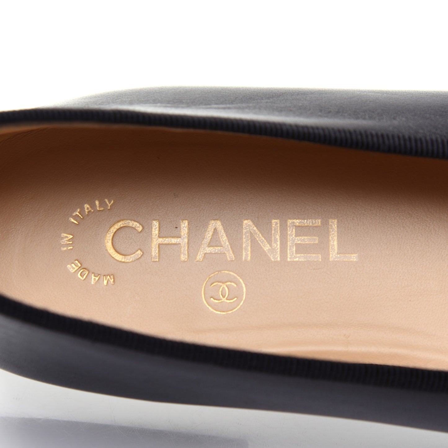 Lambskin Patent Cap Toe Ballerina Flats 40.5 Black