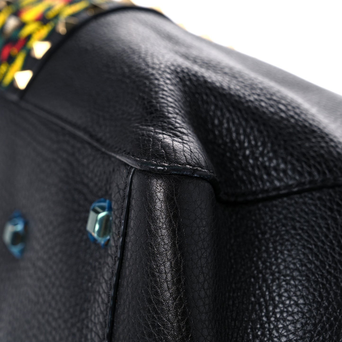 Grained Calfskin Jamaica Beaded My Rockstud Tote Black