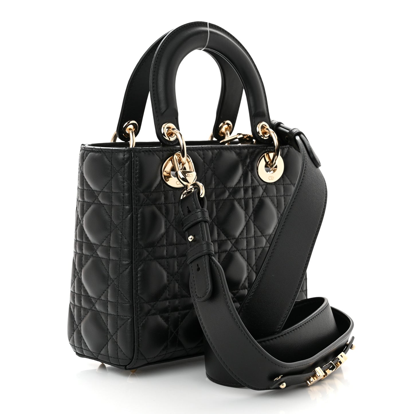CHRISTIAN DIOR Lambskin Cannage Small My ABCDior Lady Dior Black