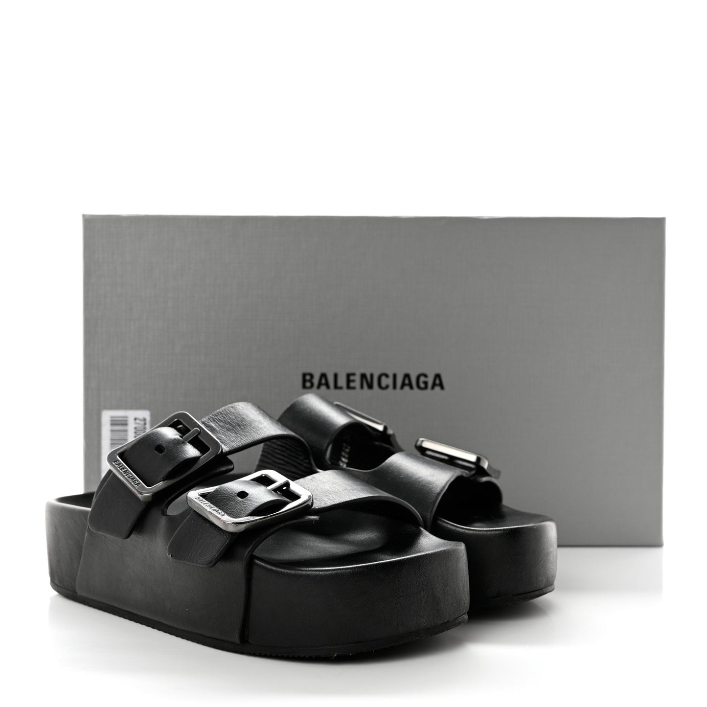 Smooth Nappa Mallorca Platform 50mm Slide Sandals 36 Black