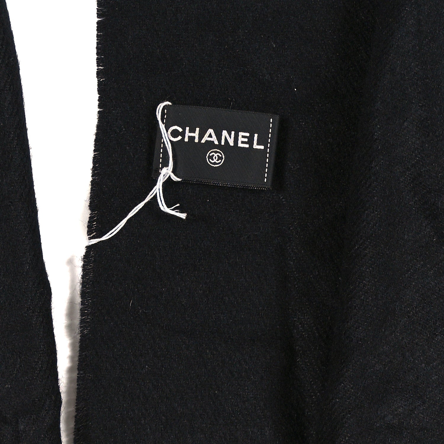 Chanel Cashmere Silk Pearl CC Scarf Black 3 of 3