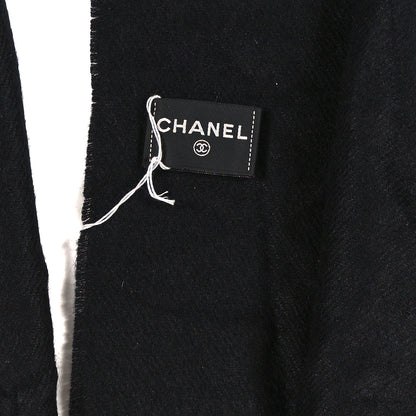 Chanel Cashmere Silk Pearl CC Scarf Black 3 of 3