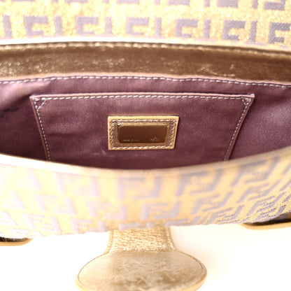 Fendi Metallic Calfskin Jacquard Zucchino Leopard Print Compilation Hobo Gold Multicolor 6 of 12