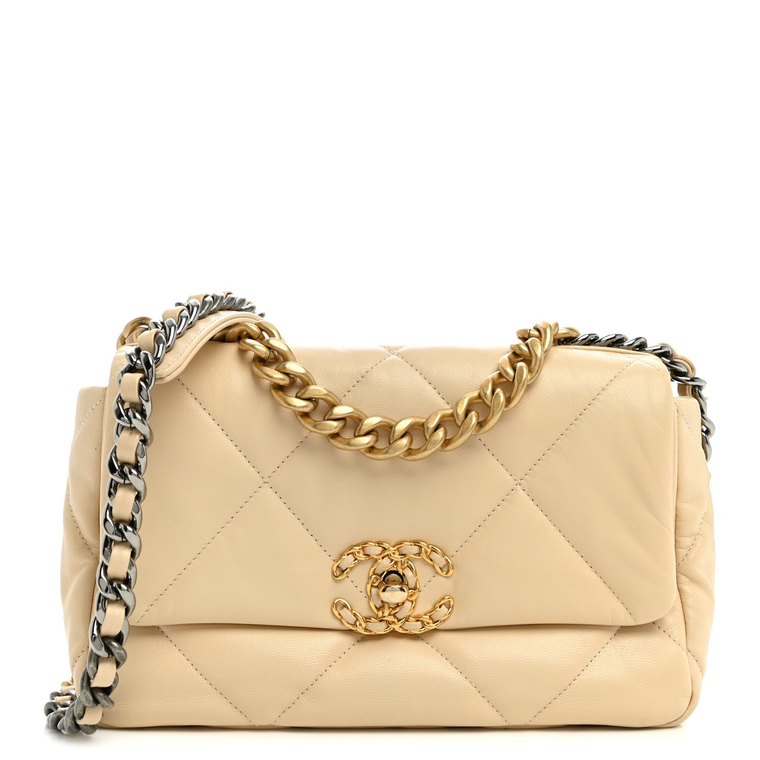 Chanel Lambskin Quilted Medium Chanel 19 Flap Light Beige 1 of 10
