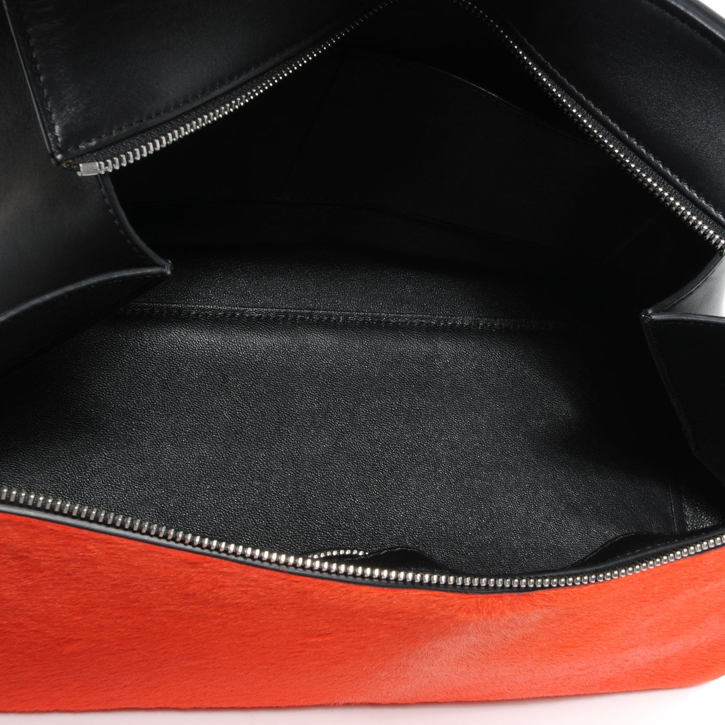 Pony Hair Medium Edge Shoulder Bag Vermillion