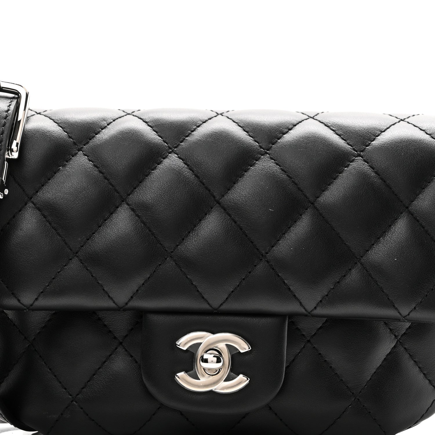 Chanel Calfskin Quilted CC Uniform Flap Belt Bag Black 8 of 10