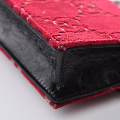 Gucci Velvet GG Monogram Super Mini Dionysus Shoulder Bag Red Cipria Black 10 of 11
