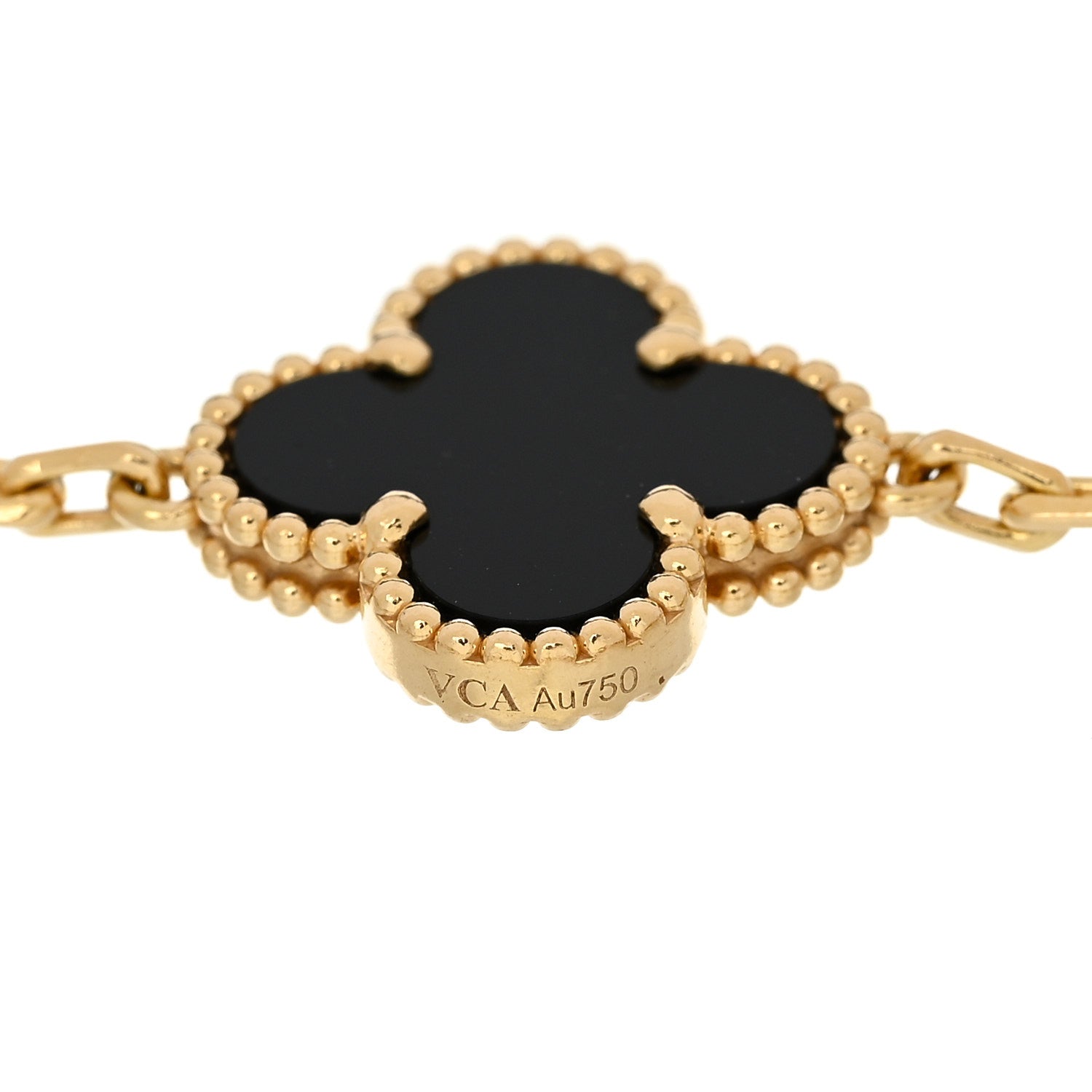 Van Cleef & Arpels 18K Yellow Gold Black Onyx 5 Motifs Vintage Alhambra Bracelet 4 of 5