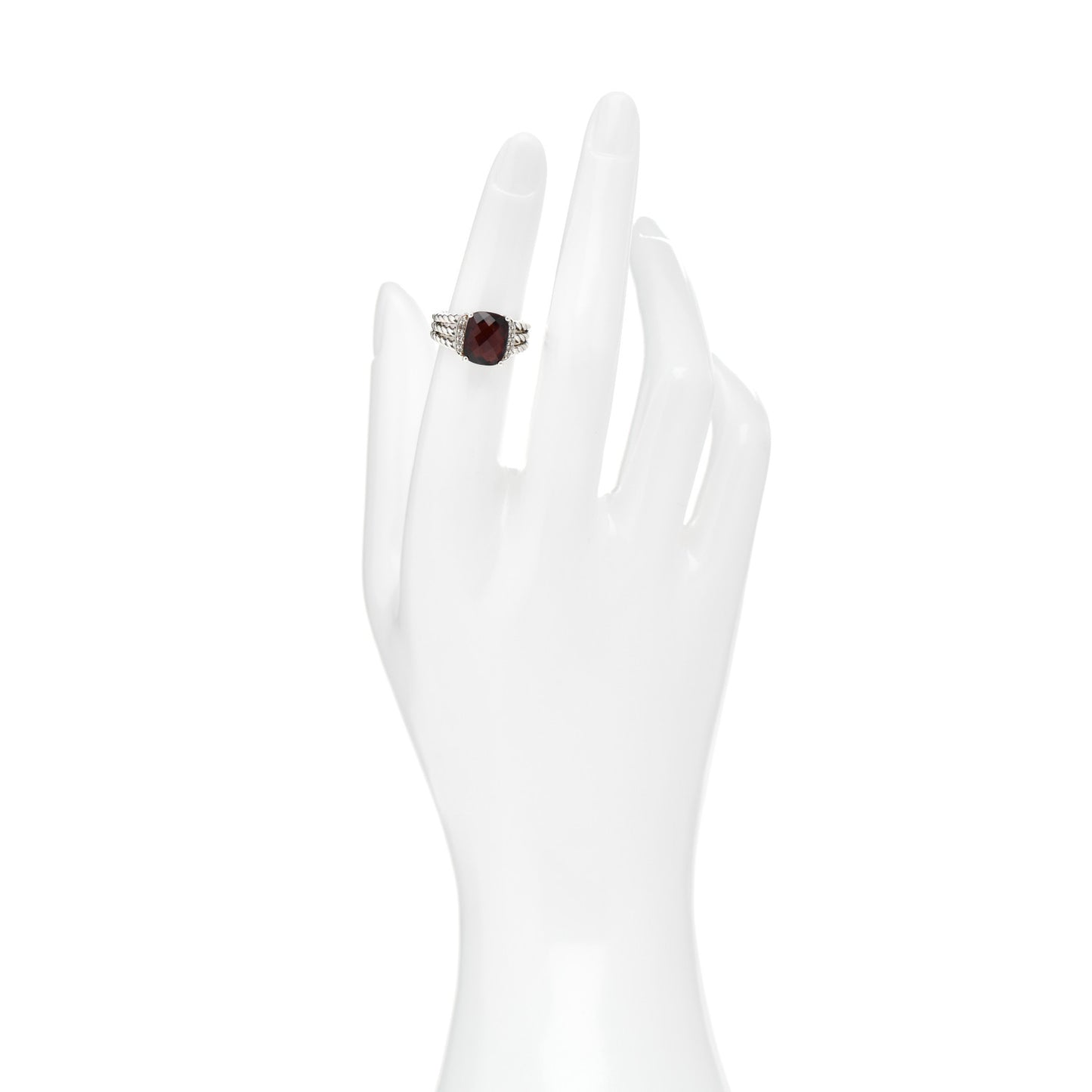 Sterling Silver Diamond Garnet 10mm Petite Wheaton Ring 49 4.75