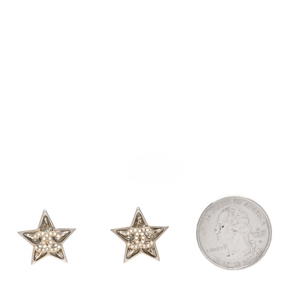 Chanel Crystal CC Star Earrings Silver 2 of 5
