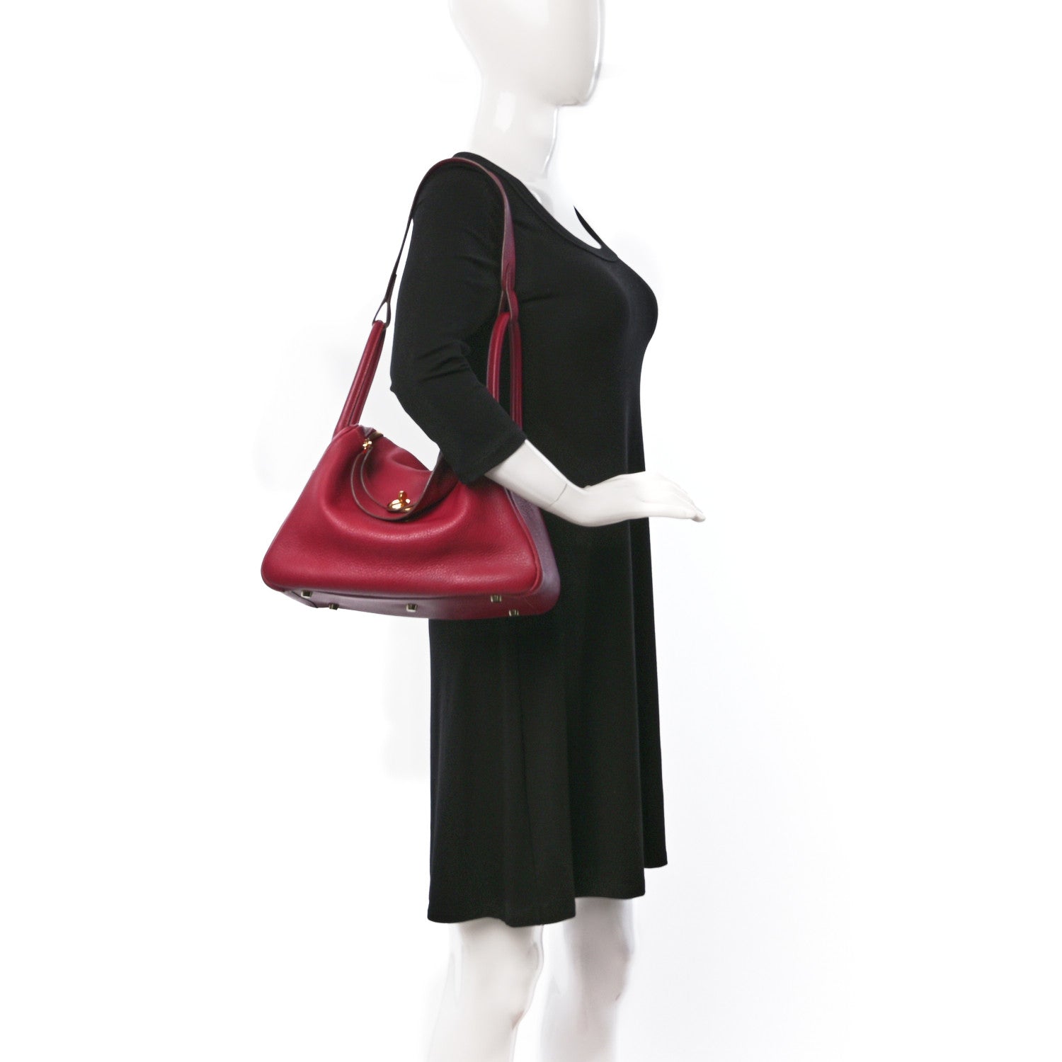 Hermes Taurillon Clemence Lindy 30 Rouge Garance 2 of 12
