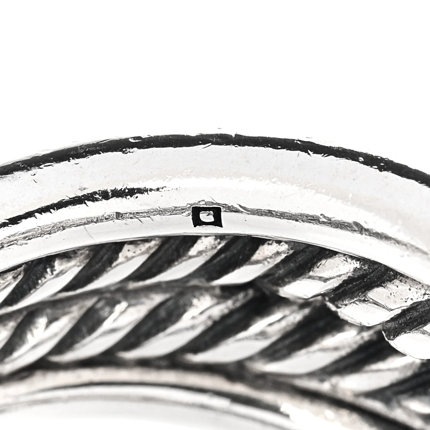 Sterling Silver Diamond Pave Double Loop Labyrinth Ring 52 6