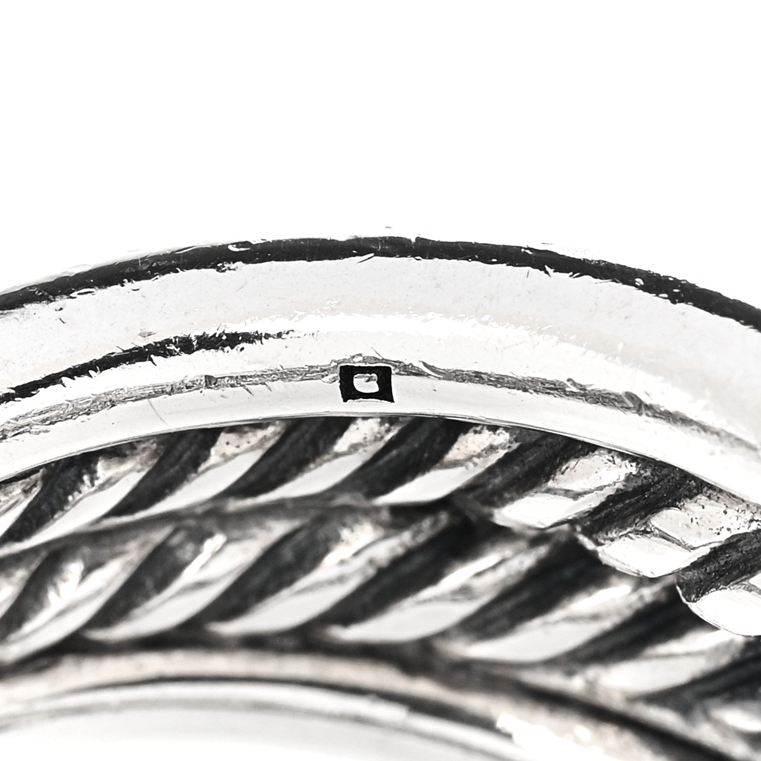David Yurman Sterling Silver Diamond Pave Double Loop Labyrinth Ring 52 6 5 of 5