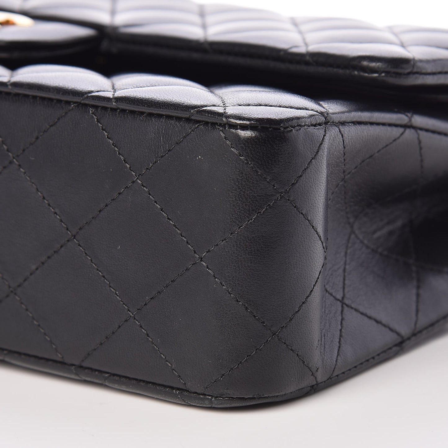 Lambskin Quilted Medium Double Flap Black