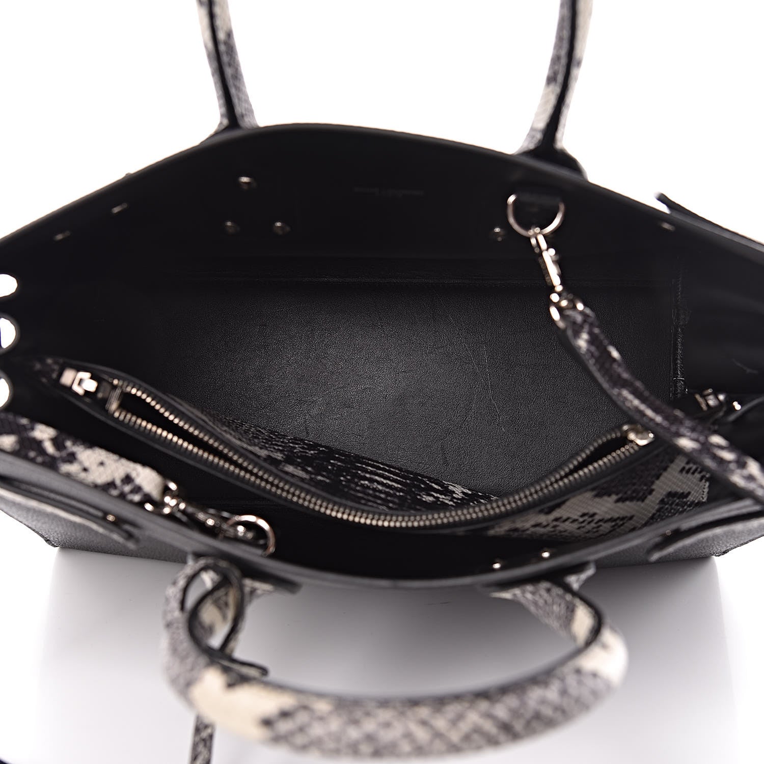 Saint Laurent Grained Calfskin Embossed Python Small Sac De Jour Black 5 of 10