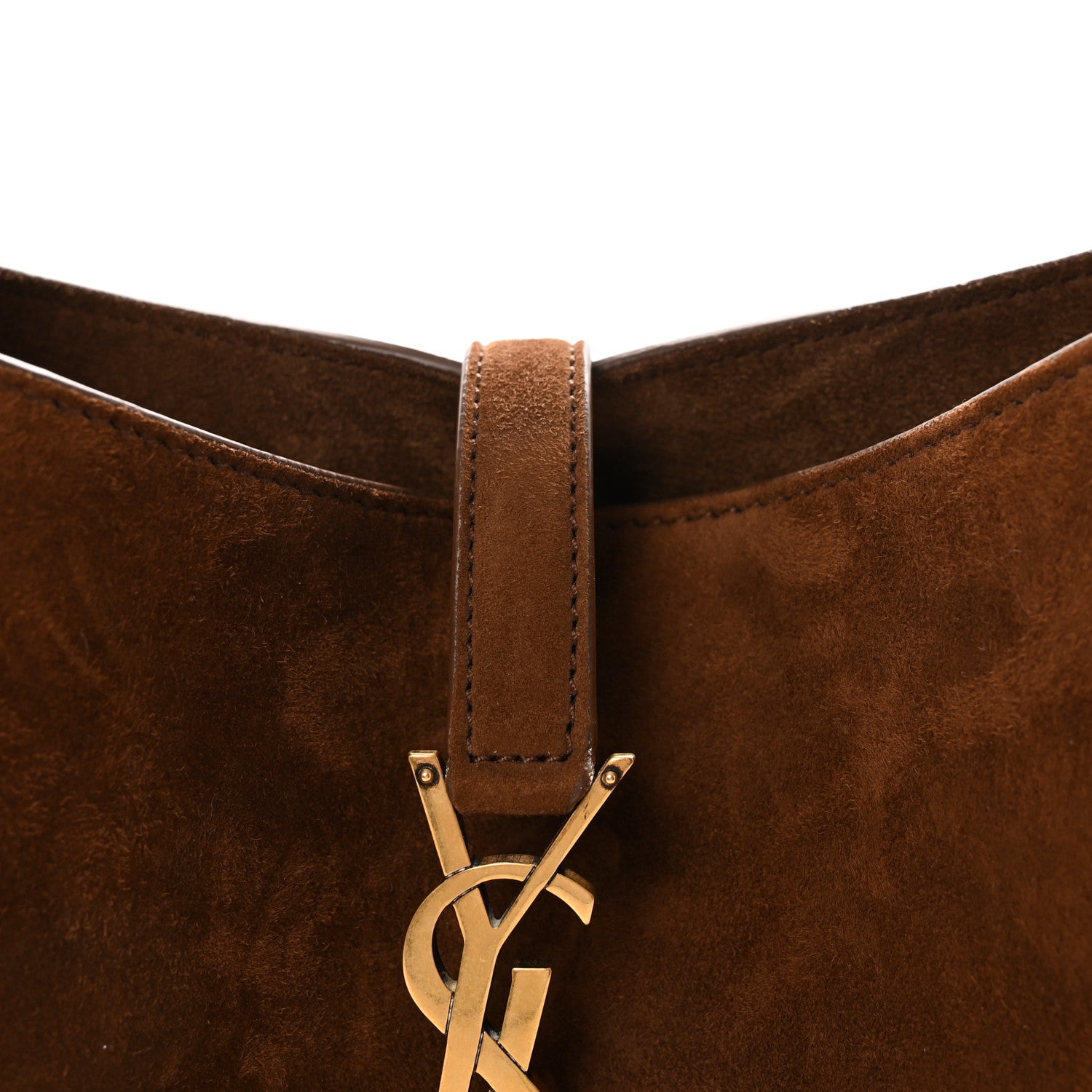 Saint Laurent Suede Shearling Small Le 5 A 7 Soft Hobo Dark Sigaro Natural Beige 7 of 10