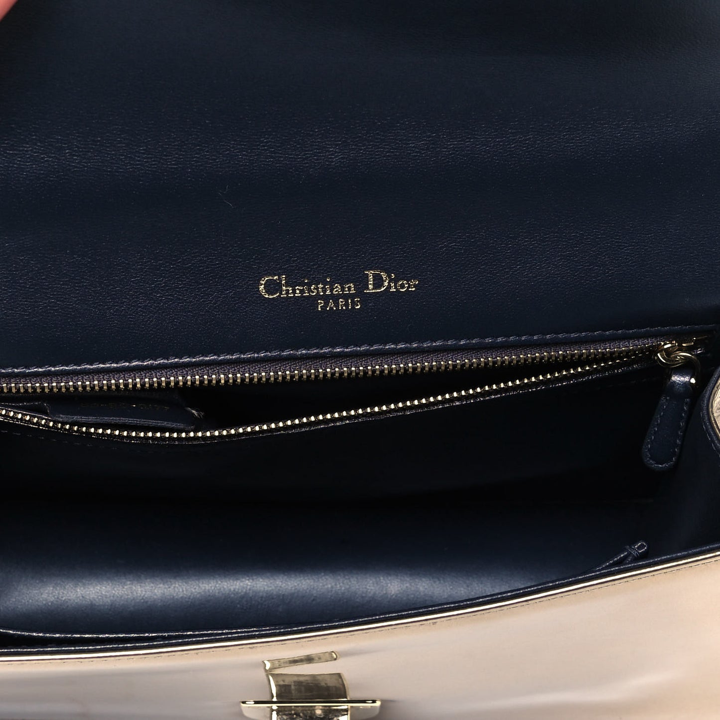 Metallic Patent Micro-Cannage Medium Diorama Flap Bag Gold