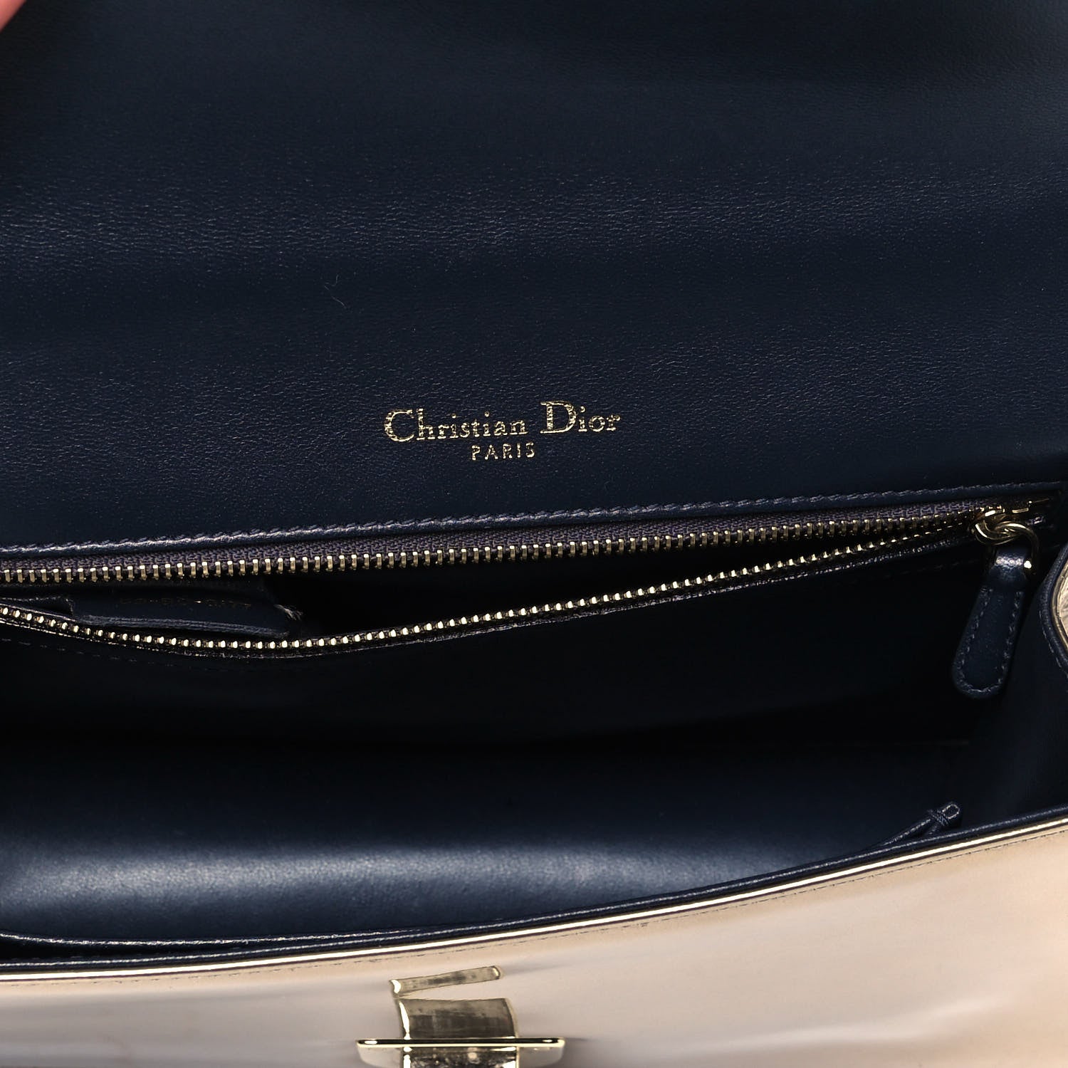 Christian Dior Metallic Patent Micro-Cannage Medium Diorama Flap Bag Gold 5 of 9