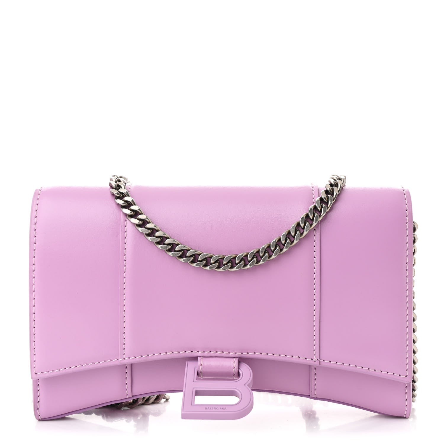 Balenciaga Shiny Box Calfskin Tonal B Hourglass Chain Bag Liliac 1 of 9