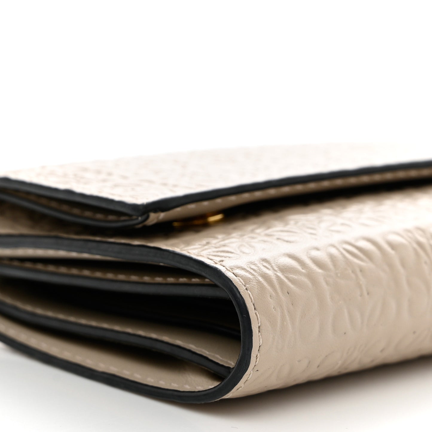 Calfskin Embossed Small Wallet Light Oat