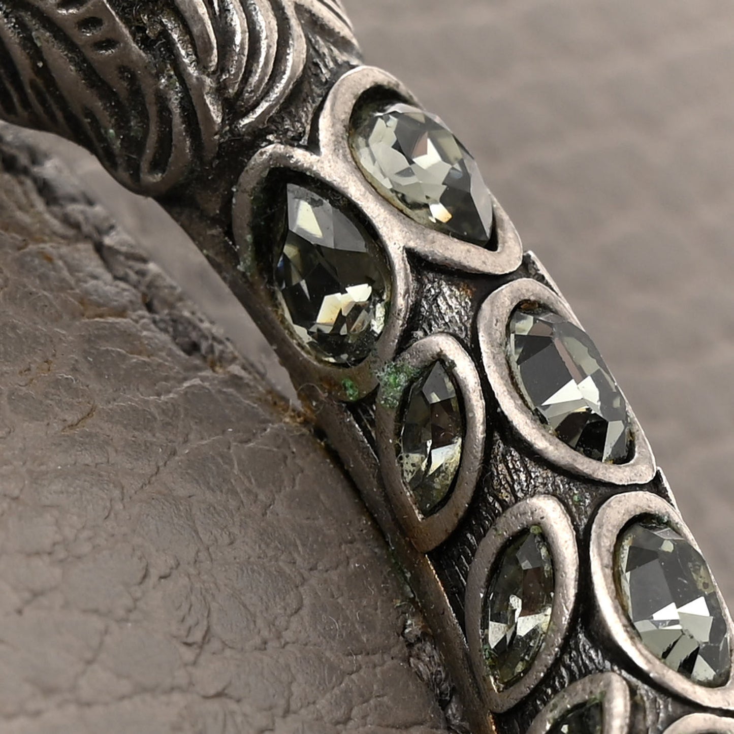 Dollar Calfskin Crystal Super Mini Dionysus Shoulder Bag Dusty Grey Black Diamond