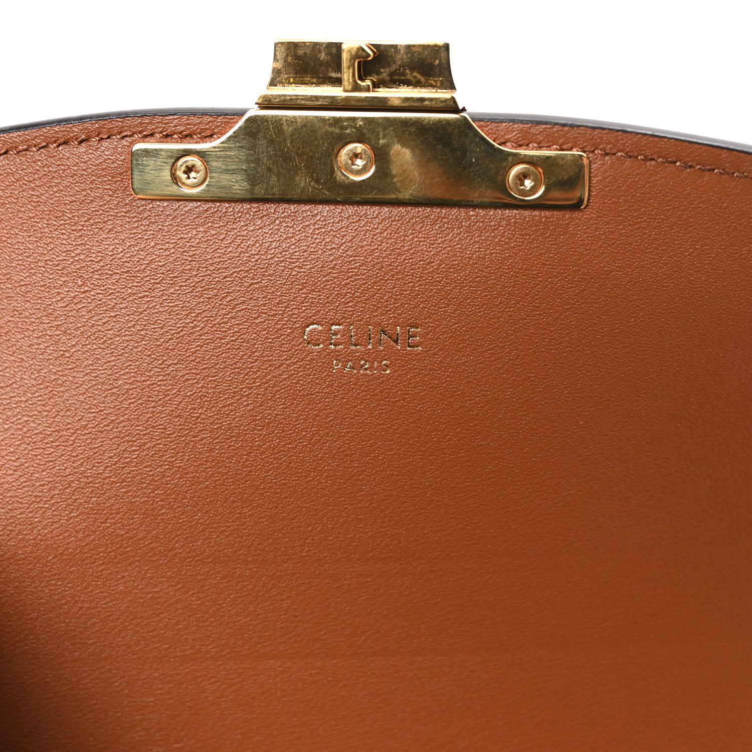 Celine Calfskin Triomphe Canvas Teen Triomphe Bag Tan 6 of 10