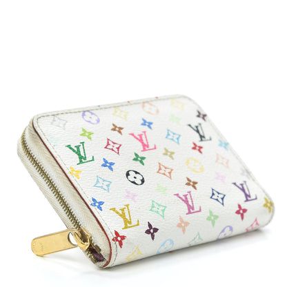 Louis Vuitton Monogram Multicolor Zippy Coin Purse Wallet White Litchi 4 of 6