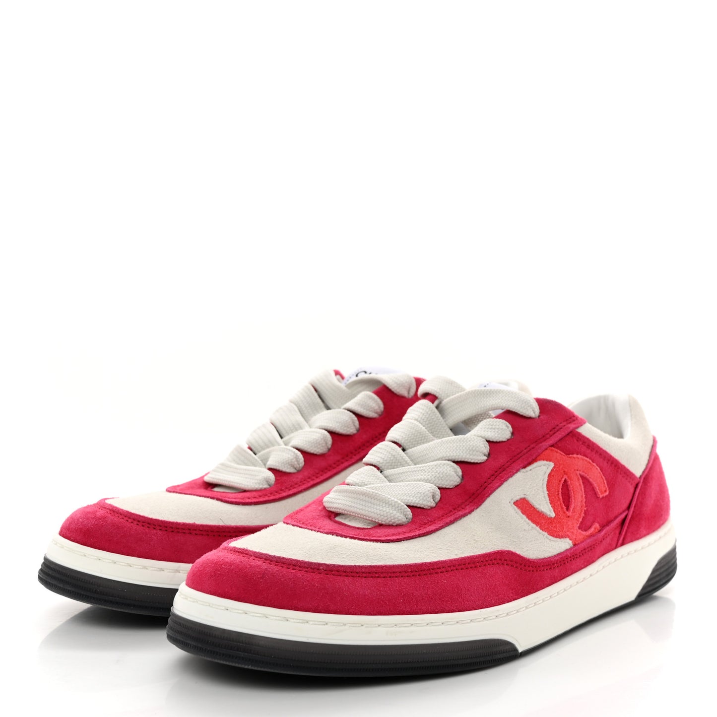 Suede Kidskin Womens CC Sneakers 40 Dark Pink White