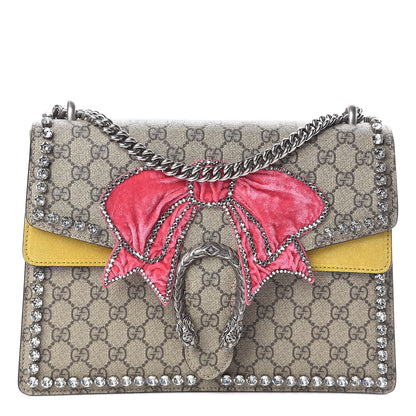 Gucci GG Supreme Monogram Crystal Bow Embroidered Medium Dionysus Shoulder Bag Yellow 1 of 9