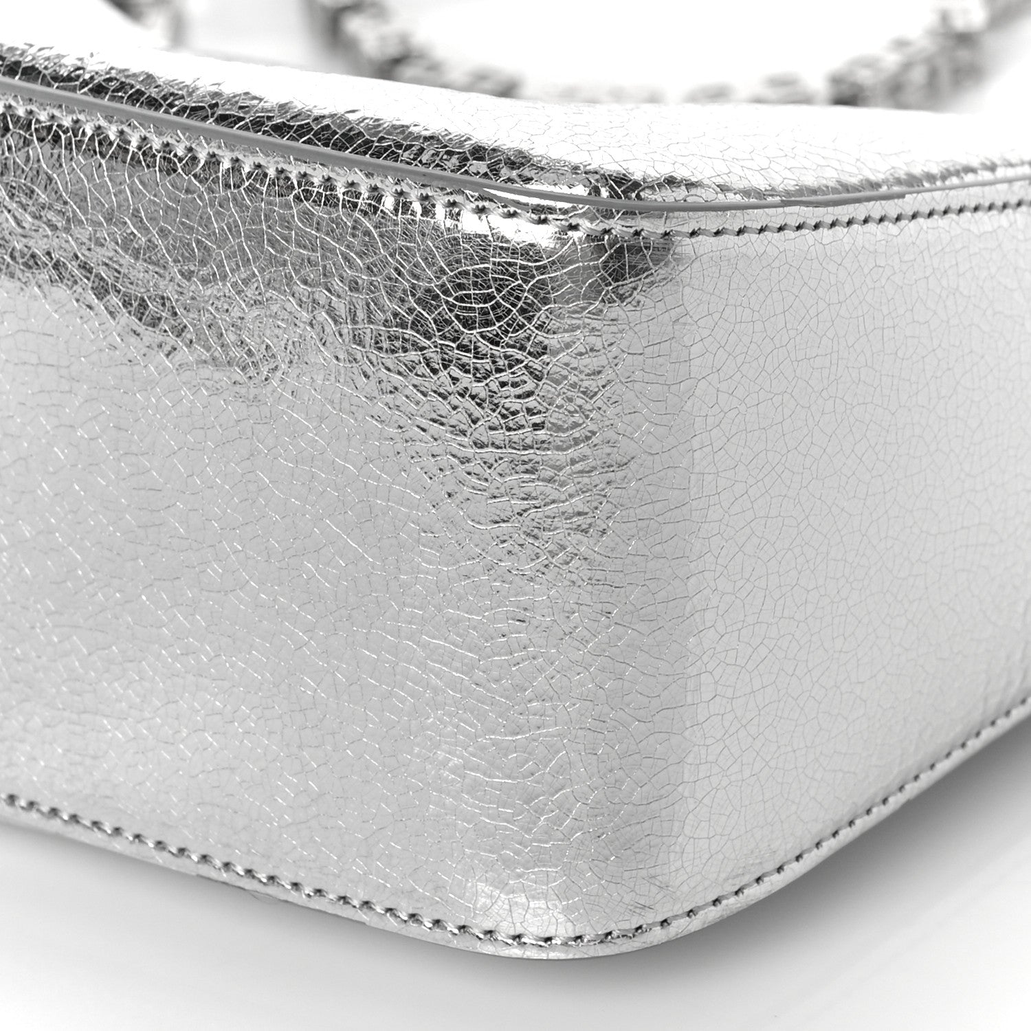 Givenchy Metallic Lambskin Small Moon Cut Out Shoulder Bag Silvery 7 of 7
