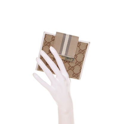 Gucci Monogram Ladies Web French Flap Wallet White 2 of 7