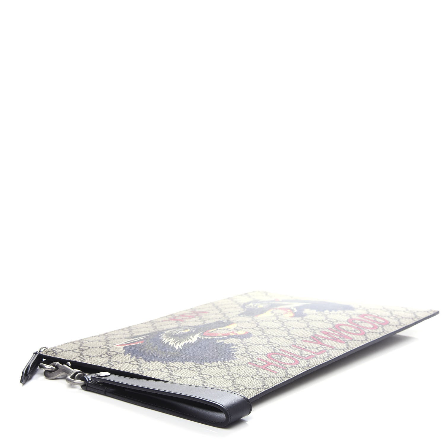 Gucci GG Supreme Monogram Wolf Zip Wristlet Pouch Beige 4 of 6