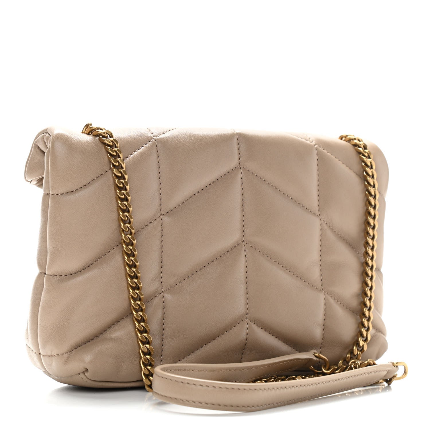 Saint Laurent Lambskin Quilted Toy Loulou Puffer Monogram Chain Satchel Nude Powder 2 of 10
