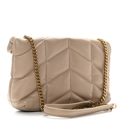Saint Laurent Lambskin Quilted Toy Loulou Puffer Monogram Chain Satchel Nude Powder 2 of 10